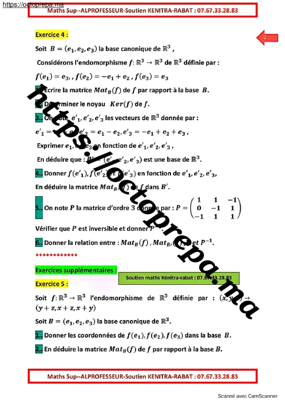 20 Exercices Algèbre 2 SMPC SMIA S2 PDF - OctoPrepa (2)