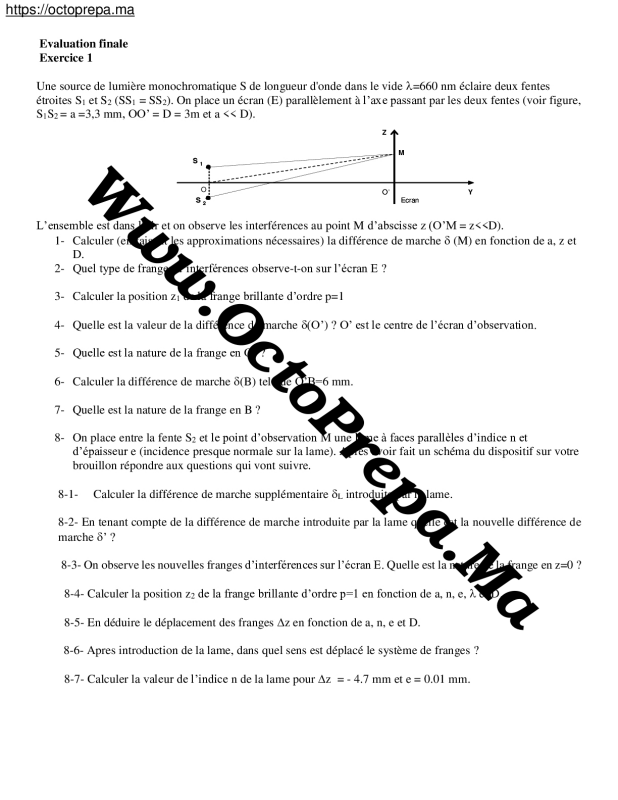 Examen corrigé d'optique physique smp semestre 4 (S4) - octoprepa (1)