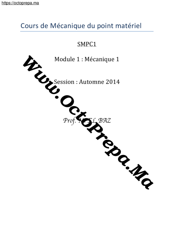 Chapitre 1 De Mécanique Du Point SMPC S1 PDF - octoprepa (1)